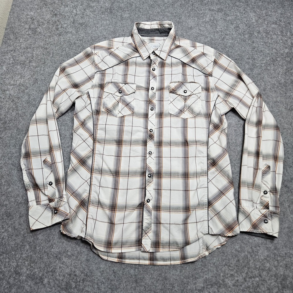 BKE‎ Buckle Pearl Snap Shirt Mens Large Plaid Athletic Fit Western 100% Cotton